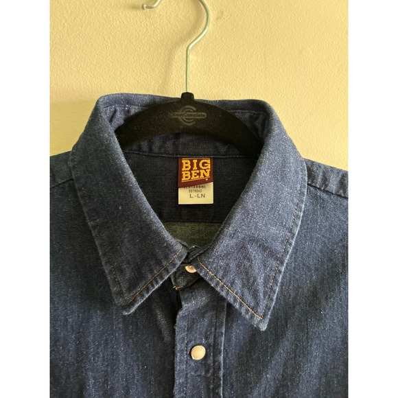 Big Ben pearl snap denim button-down size large men’s - Picture 2 of 6